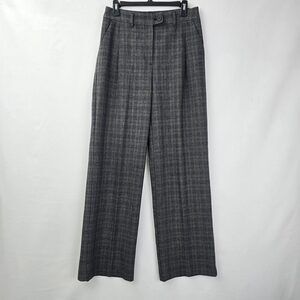 Signature Grey Plaid Wide Leg Trouser Dress Pants Size 8